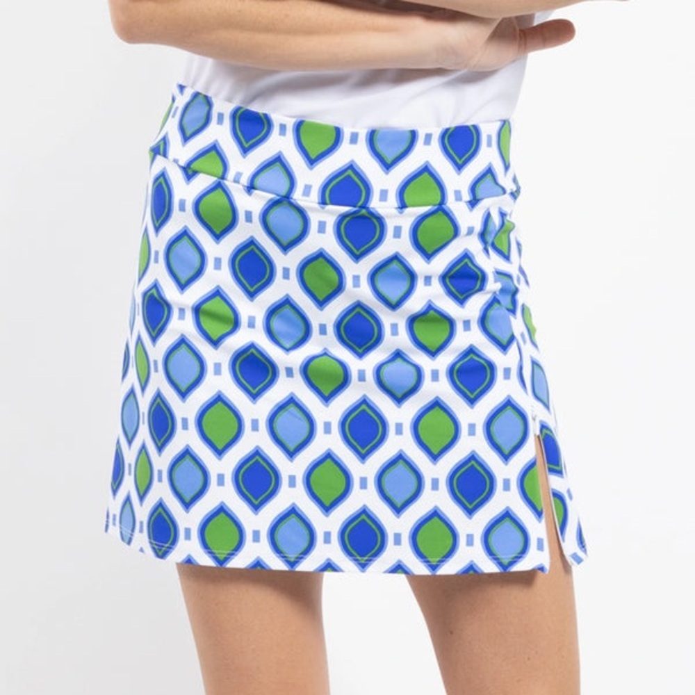 Jude Connally Morgan Skort Jude Stained Glass Blue Green Pattern Golf Skirt XS